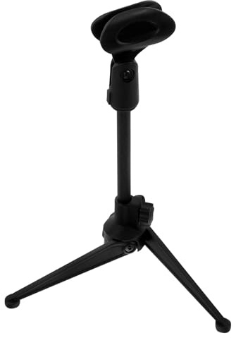 TOYANDONA Soporte Fabricado en Plástico Negro Portátil Trípode de Escritorio de Micrófono y Base Estable con Altura Ajustable para Podcast y Grabación Directa