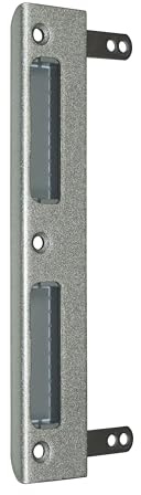 SN-TEC Sicherheits Zimmertür Schließblech mit Haltenasen 170mm lang 28x8x1,5mm Links/Rechts verwendbar, Farbe Silber, Unterbau in Grau