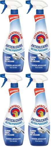 Chanteclair - Spray Salle de Bain, Anticalcaire, Propreté et Brillance, Nettoie et Désincruste en Profondeur - 625 ml (Lot de 4)