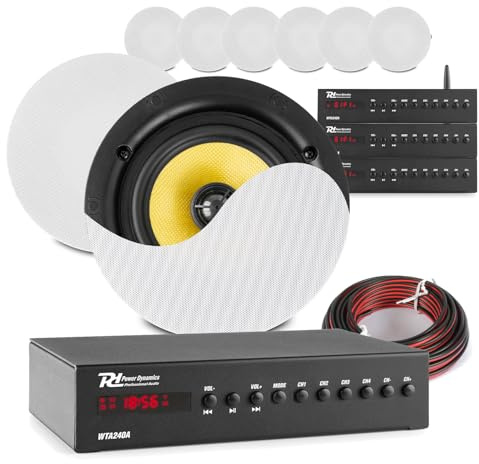 Power Dynamics PD KVCS6 4-Zone Smart WiFi Ceiling Speaker System with WT240A Amps, Multi Room Ceiling Speakers & App Control, HiFi 6.5 Coaxial Speakers, Commercial & Home Installed Sound Solution