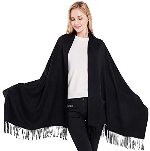 CJ Apparel Noir Épaisse Solide Couleur Unie Conception Népalaise Châle écharpe étole Wrap Châles Pashminas Nouvelle