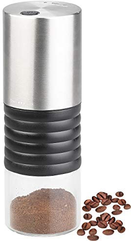 Rosenstein & Söhne Kaffeemühle 12V: Elektrische Akku-Kaffeemühle mit Keramik-Mahlwerk, USB Ladebuchse (elektrisch klein, 12 Volt, Keramikmahlwerk)