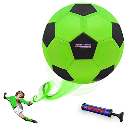 Kickerball - Curve and Swerve Soccer Ball/Football Toy - Kick Like The Pros, Great Gift for Boys and Girls - Perfect for Outdoor & Indoor Match or Game (Green)