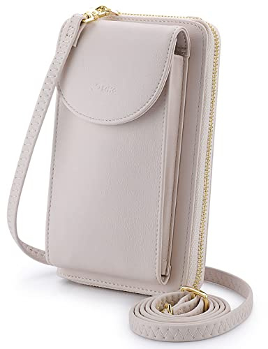 S-ZONE Damen Handy-Umhängetasche PU Leder RFID Blockierung Handytasche Geldbörse mit Kartenfächer Verstellbar Abnehmbar Schultergurt Passt Handy unter 6,5 | Kartenfächer, veganes Leder, Anti-Diebstahl, mehrere Taschen, abnehmbarer, verstellbarer Riemen, Reisen oder Ausflüge