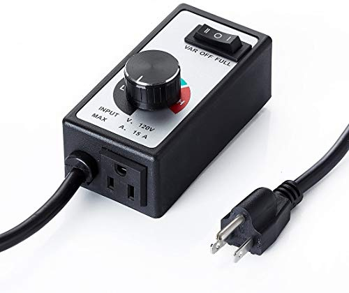 CDMALL AC Motor Speed Controller for Brushed Motors - 120V 15A Fan Speed Controller with Variable Speed Dial & Fuse Protection, 6 ft Long Cord for Inline Duct Fan, Exhaust Fan, Grow Room, Router