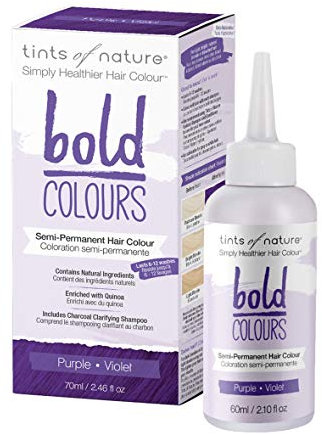 Tints of Nature Bold Colour Purple Semi-Permanent Hair Dye, Kühle Farbe Lila Semi-permanente Haarfarbe, ammoniakfrei und haarfreundliche Färbung, 70 ml