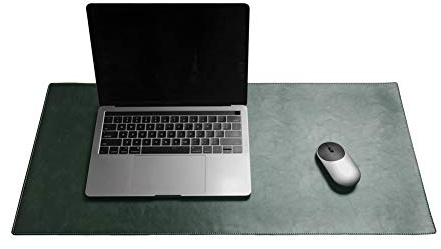 Ommda Wasserdichte Schreibtischunterlage echtleder Leder Hochwertig Abwischbar Office Mauspad Groß Doppelseitig für Büro und Zuhause,Dunkelgrün,120x60cm