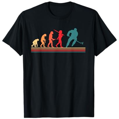Hockey Player Human Evolution Human Evolution Retro USA Ice Maglietta