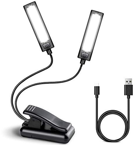 CAHAYA Notenpultlampe LED-Licht mit 3 Helligkeitsmodi, tragbar und verstellbar mit USB-Kabel zum Lesen, Klemmbuchlampe