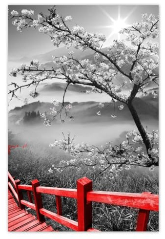 WTD H2038 - Adhesivo decorativo para pared (40 x 60 cm), diseño de cerezo en flor de Japón