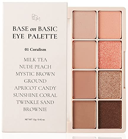 BOM Base on Basic Eye Palette 01Coralism mit natürliche Basis warme und neutrale Lidschatten-Palette 8 Farben