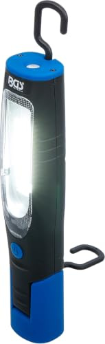BGS 85345 | COB-LED-Werkstattleuchte | Magnet und Haken | 400 lm | Frontlicht 120 Lumen | USB C | Li-Ion-Akku 2800 mAh | IP54 | Griffstück 180° drehbar | Hauptlicht ca. 3 h