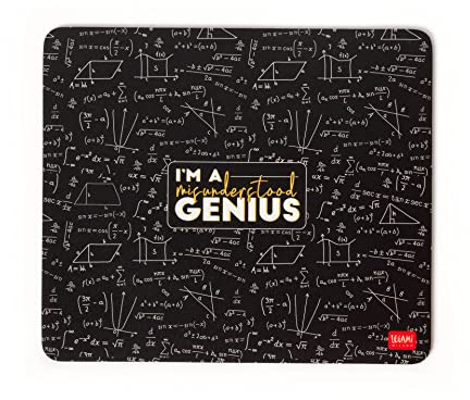 Legami - Tappetino per Mouse, Mousepad, 21x18 cm, Tema Genius, Compatibile con Mouse Ottici, Wireless e Laser, Superficie Antipolvere, Antiriflesso, Pratica e Facile da Pulire