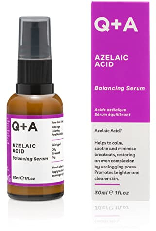 Q+A Azelaic Acid Balancing Serum (30ml), Natural Face Serum with Zinc PCA and Antioxidant Super Grains, Fragrance Free Skincare, Calms Blemishes and Smoothes Skin