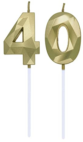 Geburtstagskerzen Zahlen 0 und 4, 4. Geburtstag Zahl Kerzen Geburtstagskerzen Cake Topper 40. Geburtstag Kuchendeko Kuchen Dekoration, für Hochzeit Party Hochzeit Jahrestag Feier Gold