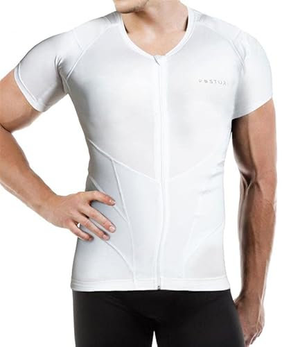 Relaxsan Posture 4070-RP (Weiß S) Haltungskorrektur Rücken Herren T-Shirt, Posture Corrector, Haltungstrainer, Atmungsaktiv