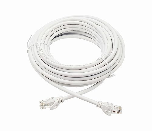 Elfcam® - 50m Ethernet Cat 6 Cable, Round LAN WAN Cable, Cat6 26AWG, 1Gbps with RJ45 Connectors, White(50M)