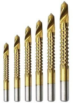 NITVIA 6 Pezzi multifunzionali in Acciaio ad Alta velocità 3-8 mm Set di Punte elicoidali for la Lavorazione del Legno Kit di Strumenti Hardware for Trapano seghettato scanalato