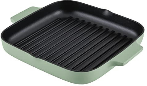 KitchenAid Enameled Cast Iron Square Grill and Roasting Pan, 11 Inch - Pistachio