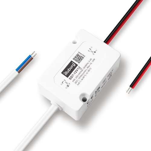 illuburg Trasformatore LED 12V 12W Impermeabile IP67 Compatto 57x40x26mm Senza Sfarfallio LED Alimentatore Driver Power Supply