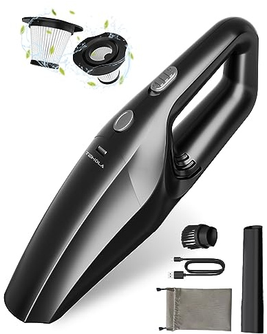 TEMOLA Handheld Cordless Vacuum, USB Rechargeable Lightweight Mini Vacuum With 2 Filters, Portable for Car, Home, Pet Hair Cleaning