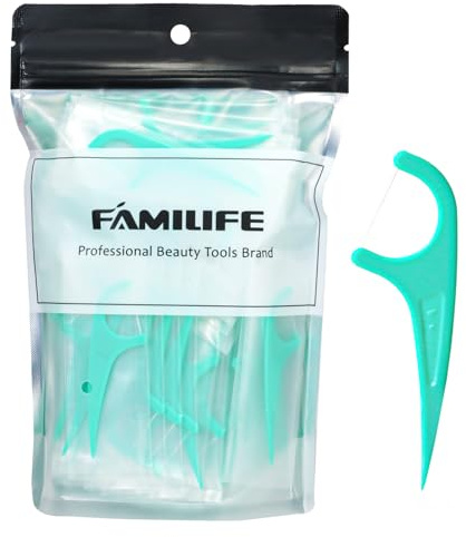 FAMILIFE Individually Wrapped Floss Picks, 100PCS Mint Dental Floss Cleaner, Tooth Picks Flossers with Portable Individual Packaging, Toothpicks Helps to Fight Tooth Decay and Keep Your Teeth Clean