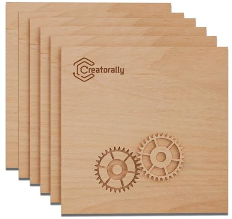 Creatorally Contrachapado 3mm, Maderas para Bricolaje para Láser 30x30 cm, Tablero Madera Contrachapada Haya Roja 6 Piezas para Grabado Corte CNC Pintura
