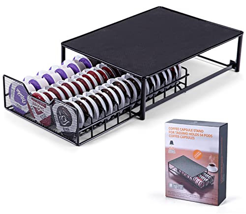 Coffee Pods Storage Drawer for Tassimo Capsule 54 pcs, Tassimo Coffee Capsule Holder, Coffee Machine Stand with Drawer (not included coffee pods)