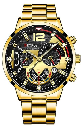 OIDEA Relojes Analógico Redondo Hombre: Reloj de Cuarzo Empresa con Decoración de Tres Ojos para Caballero Correa de Aleación Luminoso Extraíble - para Ocio Negocios Regalos