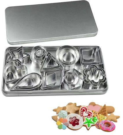 Juego de 30 cortadores de galletas, 10 Formas Moldes de Metal, para Pastel,Cookie,Cortadores de Galletas de Navidad Con caja de almacenamiento