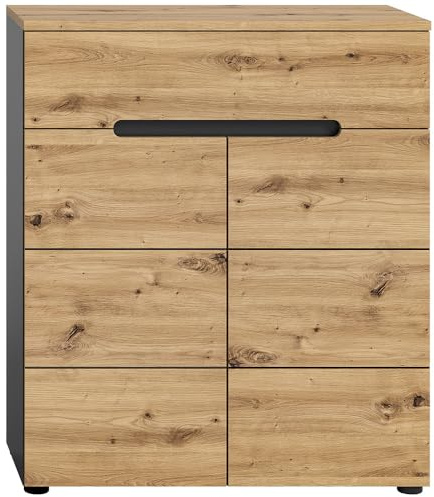 Lomadox Schuhschrank 80 cm breit in Artisan-Eiche und Basaltgrau