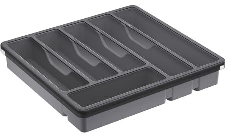 Range-couverts à 6 compartiments – Plateau de couverts avec couvercle, organiseur d'ustensiles et de couverts | Plateau d'argenterie pour tiroirs de cuisine, organiseur d'argenterie avec couvercle et