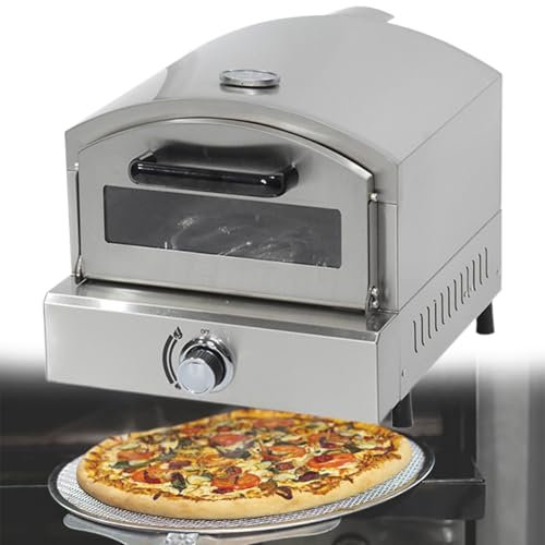 Beachtiful Gas-Pizzaofen und Grill für den Außenbereich, inklusive Stein, Grillrost und Eingebautem Thermometer, Pizzamaker aus Edelstahl, zum Zubereiten von Pizza, Steak, Fisch, Hühnchen und Mehr