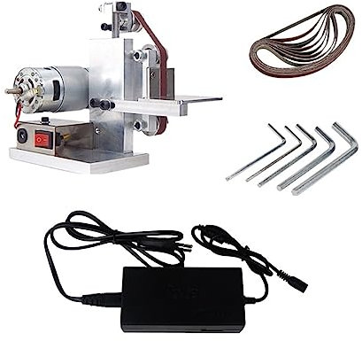 DIKAMAN Doppelschleifmaschine, Bandschleifer, Werkzeugschärfmaschine Bandschleifer Maschine Home DIY Schleifen Schleifen Mini Bandschleifmaschine Verstellbarer Spitzertisch zum Schärfen(B)