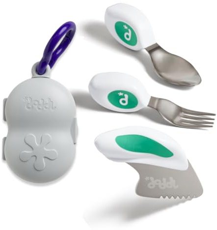 doddl Toddler Cutlery Set (2–4 Years) – 3-Piece Knife, Fork & Spoon – Safe Cutting & Big-Kid Grip (Fresh Green + Case)