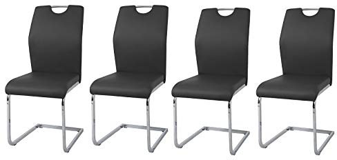 HTI living Esszimmerstuhl 4er Set Schwarz Nelly Schwingstuhl Wartezimmerstuhl