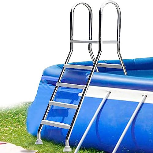 Échelle de piscine enterrée en acier inoxydable de 132,1 cm avec marches antidérapantes, design à 4 niveaux, capacité de charge maximale de 226,8 kg et sans danger pour les piscines d'arrière-cour