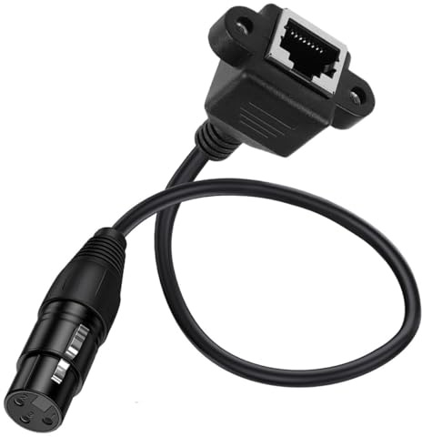 3-Pin XLR auf RJ45 Kabel, Weiblich auf Weiblich mit Panel Adapter, DMX Konverter für Lautsprecher, Mischer, Verstärker, Mikrofon, Equalizer, Kamera, DMX Bühnenbeleuchtung(RJ45 Female to XLR Female)