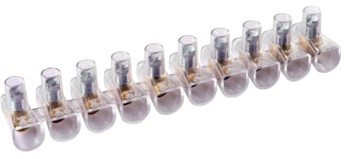 10 Morsetti unipolari, sezione 6mm² 6mmq, in stecche da 10 poli, morsetto per cablaggio forbox, campanelle, in policarbonato e ottone, per scatole di derivazione, portata 500V 41A