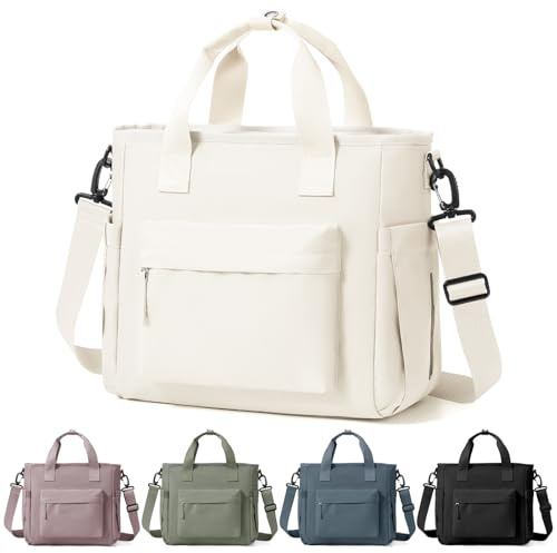 HPLQQ Bolsa Térmica Porta Alimentos, Bolsa Comida Trabajo con Correa Ajustable, Lunch Bag Bolsa Almuerzo Isotermica Impermeable para Mujer Trabajo, Oficina, Colegio y Picnic,A3-Beige