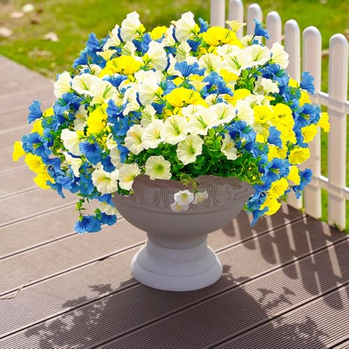 Jadeunm 6 Bündel Kunstblumen wie Echt Künstliche Blumen Balkon Outdoor Wetterfest Balkonpflanzen Frühling Plastikblumen für Draußen Balkon Balkonkasten Garten Innen Deko