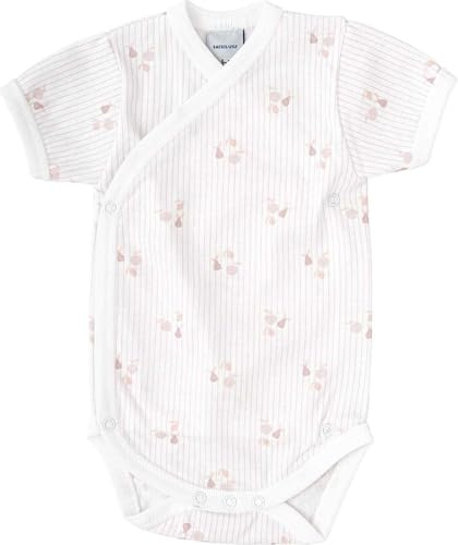BABIDU Body Bebé Cruzado Manga Corta con Estampado de Cerezas y Rayas, Algodón 100%, Cierre Lateral con Corchetes y Entrepierna, Suave, Transpirable e Hipoalergénico, Ropa Bebé Unisex