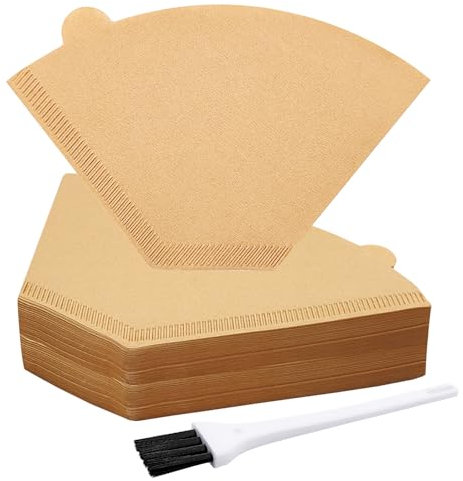 100 Count Coffee Filter #2, Cone Unbleached Disposable Filters with White Brush,Compatible with Pour Over Coffee Maker(2-6 Cup)