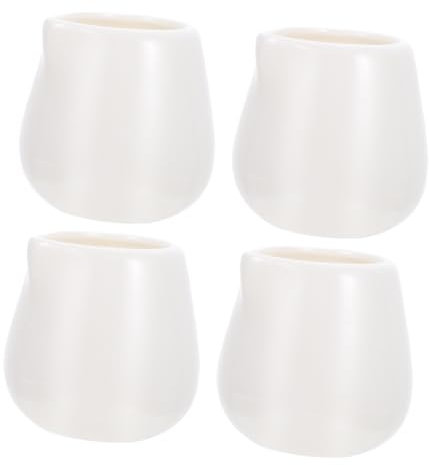GLEAVI 4pièces Lot De Crèmes Céramique Blanche Sans Poignée Petits Pots à Lait Et Sauces Pour Cuisine Légers Et Faciles à Nettoyer Compatibles Et Restaurant