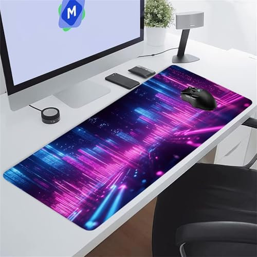 Gaming Mauspad XXL Lila Blau - Großes Mousepad 1200x600x2 mm - Gaming Tastatur Matte - Desk Mat mit genähten Kanten - Erweiterter Large Mouse Pad