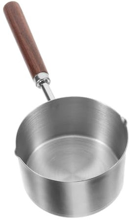 KOCKSHION Petite Casserole Avec Bec Verseur 250 Ml En Acier Inoxydable 304 Manche En Bois Polyvalente Pour Cuisson Sur Gaz Et Induction Ustensile Cuisine Pour Sauces Et Huile