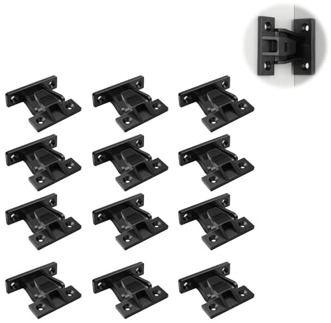 12 Pairs Keku Push in Plinth Fasteners, Fittings Bath Panel Clips, Load Capability 20kg,Press Fit Panel Clips, Hidden Furniture Panel Board Connector for Kitchen Cabinets Bed Table Wardrobe (Black)