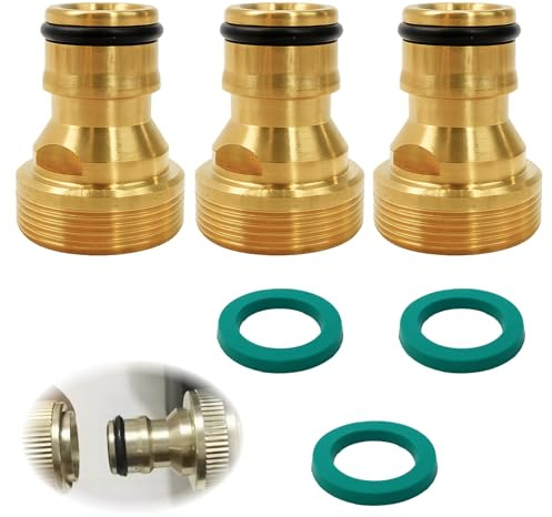 3 Stück Wasserhahnanschluss für Mischbatterie, Schlauchadapter Wasserhahn Adapter, Schnellkupplung Gartenschlauch Anschluss, M22 Innengewinde auf M24 Außengewinde, robust und langlebig