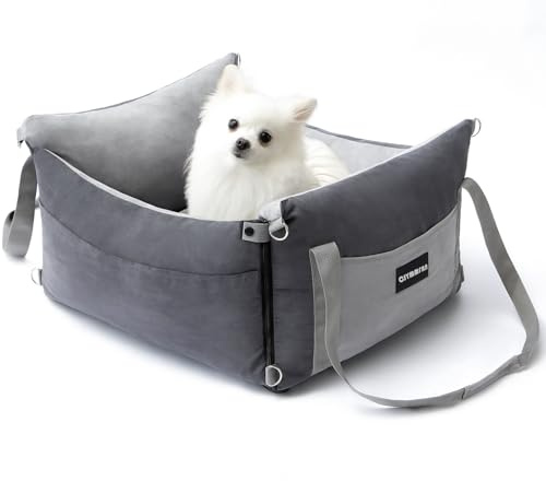 Siege Auto Chien Voiture pour Petite et Moyenne Moins de 15kg, Panier Chien Voiture Portable avec Aire de Repos Extensible, Siège Auto Détachable pour Le Transport avec Clip de Sécurité