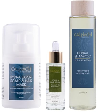 CALINACHI Kopfhaut Set Anti-Fett Shampoo Serum Tiefenmaske 3-teilig